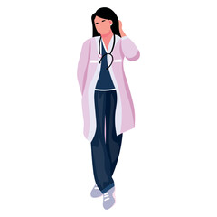 Female doctor on white background