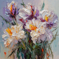Oil painting of crocus flower created with Generative AI technology