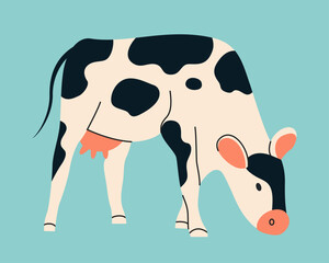 Spotted cow isolated. Vector flat style cartoon illustration