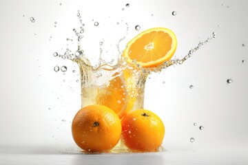 Fototapeta na wymiar Delicious orange juice splash, isolated on white background