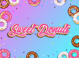 Fototapeta na wymiar Sweet Donuts with editable Text