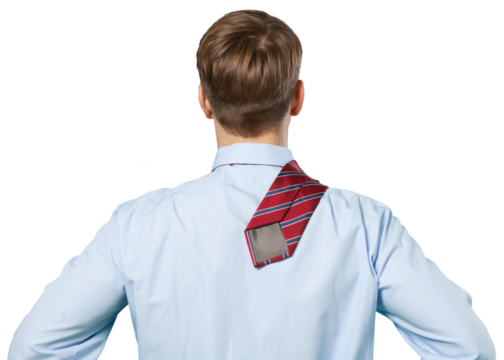 Businessman Standing Back with Red Tie - Isolated