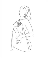  drawing happy woman using a towel on her head bathroom activities concept continuous