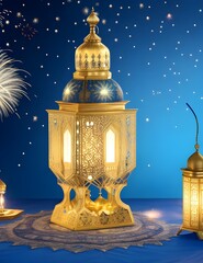 Ramadan Kareem beautiful glowing lamp