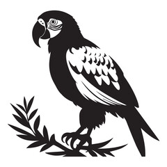 This is a Parrot vector Silhouette, Parrot Vector Clipart, Parrot Logo Black and white.