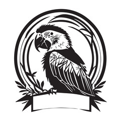 This is a Parrot vector Silhouette, Parrot Vector Clipart, Parrot Logo Black and white.