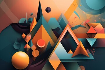 Abstract geometric shapes in muted tones for a modern background, Generative ai