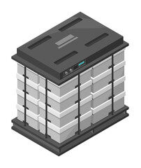 Saltwater battery Solar cell system storage isometric isolated