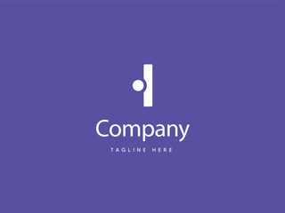 Capital I letter logo design with Purplish Blue background, I type logo with dot, creative letter I logo design template