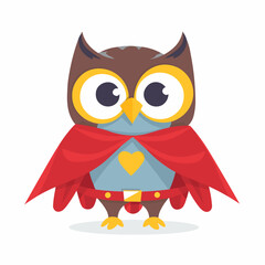 Superhero owl, sticker clipart for kids, simple and cute. vector art
