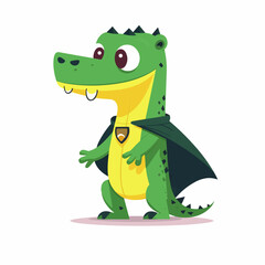 Superhero crocodile, sticker clipart for kids, simple and cute. vector art.