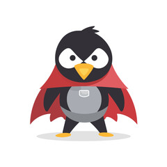 Superhero penguin, sticker clipart for kids, simple and cute. vector art