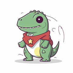 Superhero t-rex, sticker clipart for kids, simple and cute. vector art