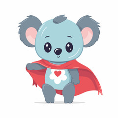 Superhero koala, sticker clipart for kids, simple and cute. vector art