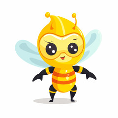 Superhero bee, sticker clipart for kids, simple and cute. vector art