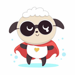 Superhero sheep, sticker clipart for kids, simple and cute. vector art