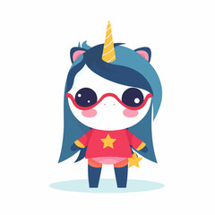 Superhero unicorn, sticker clipart for kids, simple and cute. vector art