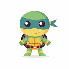 Superhero turtle, sticker clipart for kids, simple and cute. vector art