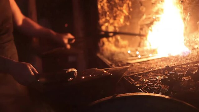 Ancient Blacksmith Melting and Hitting The Metal