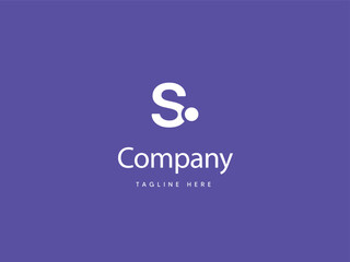 Capital S letter logo design with Purplish Blue background, S type logo with dot, creative letter S logo design template