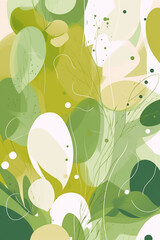 Generative AI. Vector frame with doodle tea and abstract elements. Japanese tea ceremony. Matcha tea. Hand drawn illustrations.