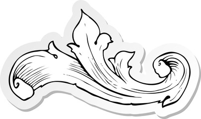 sticker of a traditional hand drawn floral swirl