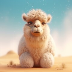 Fototapeta premium Camel, cute furry animal. Beautiful illustration picture. Generative AI