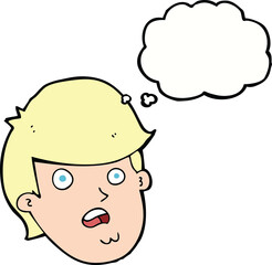 cartoon man with big chin with thought bubble