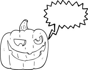 freehand drawn speech bubble cartoon halloween pumpkin