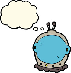 cartoon astronaut helmet with thought bubble
