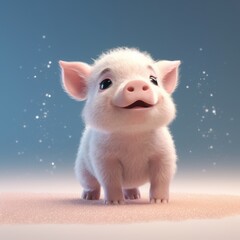 Fototapeta premium Pig, cute furry animal. Beautiful illustration picture. Generative AI