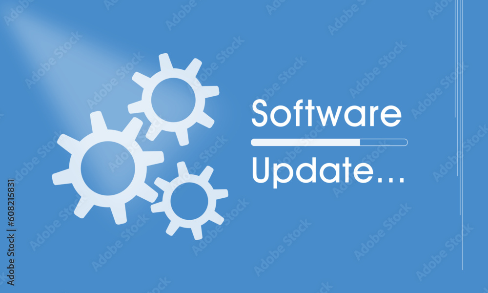 Poster software update sign with wheel icons and text. software update concept web vector illustration. upd