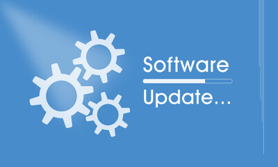 Software update sign with wheel icons and text. Software Update concept web vector illustration. Update pattern for software, pc or any technology system.