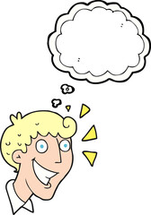 freehand drawn thought bubble cartoon excited man