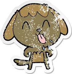 distressed sticker of a cute cartoon dog