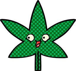 comic book style cartoon of a marijuana leaf