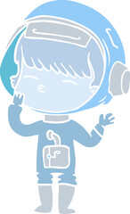 flat color style cartoon curious astronaut wondering