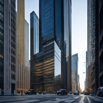 A sleek office building in the financial district - Generative AI