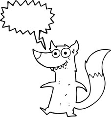 freehand drawn speech bubble cartoon little wolf