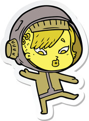 sticker of a cartoon astronaut woman