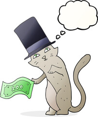 freehand drawn thought bubble cartoon rich cat