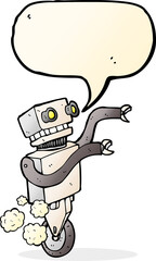 cartoon funny robot with speech bubble