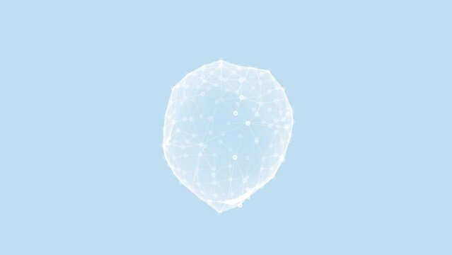 Futuristic 3D animation of morph transparent sphere object with wireframe surface, 4K abstract loop geometric background