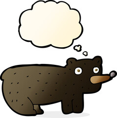 funny cartoon black bear with thought bubble