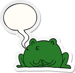 cute cartoon frog with speech bubble sticker