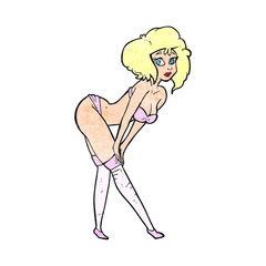 freehand textured cartoon pin up girl
