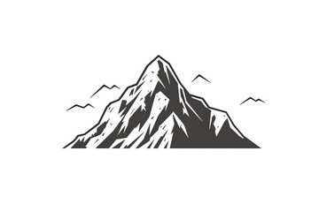 Black and white colors. Minimalistic and geometric design of a mountain. Beautiful illustration picture. Generative AI