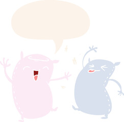 cartoon pillows with speech bubble in retro style