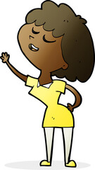 cartoon happy woman about to speak