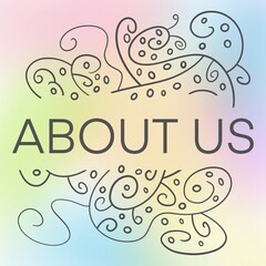 About Us Colorful Muted Gradient Doodle Design Element Text